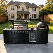 109-Inch 120000- BTU Double Stainless Steel Gas Outdoor Kitchen Bar Barbecue Island Grill Pizza oven