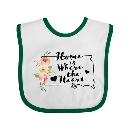 

Inktastic South Dakota Home is Where The Heart is with Watercolor Floral Gift Baby Girl Bib