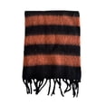 thumbnail image 5 of Women's Thickened Warm Striped Scarf Shawl, Oversized Plaid Wrap for Autumn Winter, Soft Furry Acrylic Fashion Scarf, Versatile Large Blanket Scarf, All-Season Cold Weather Fashion Accessory - G, 5 of 5