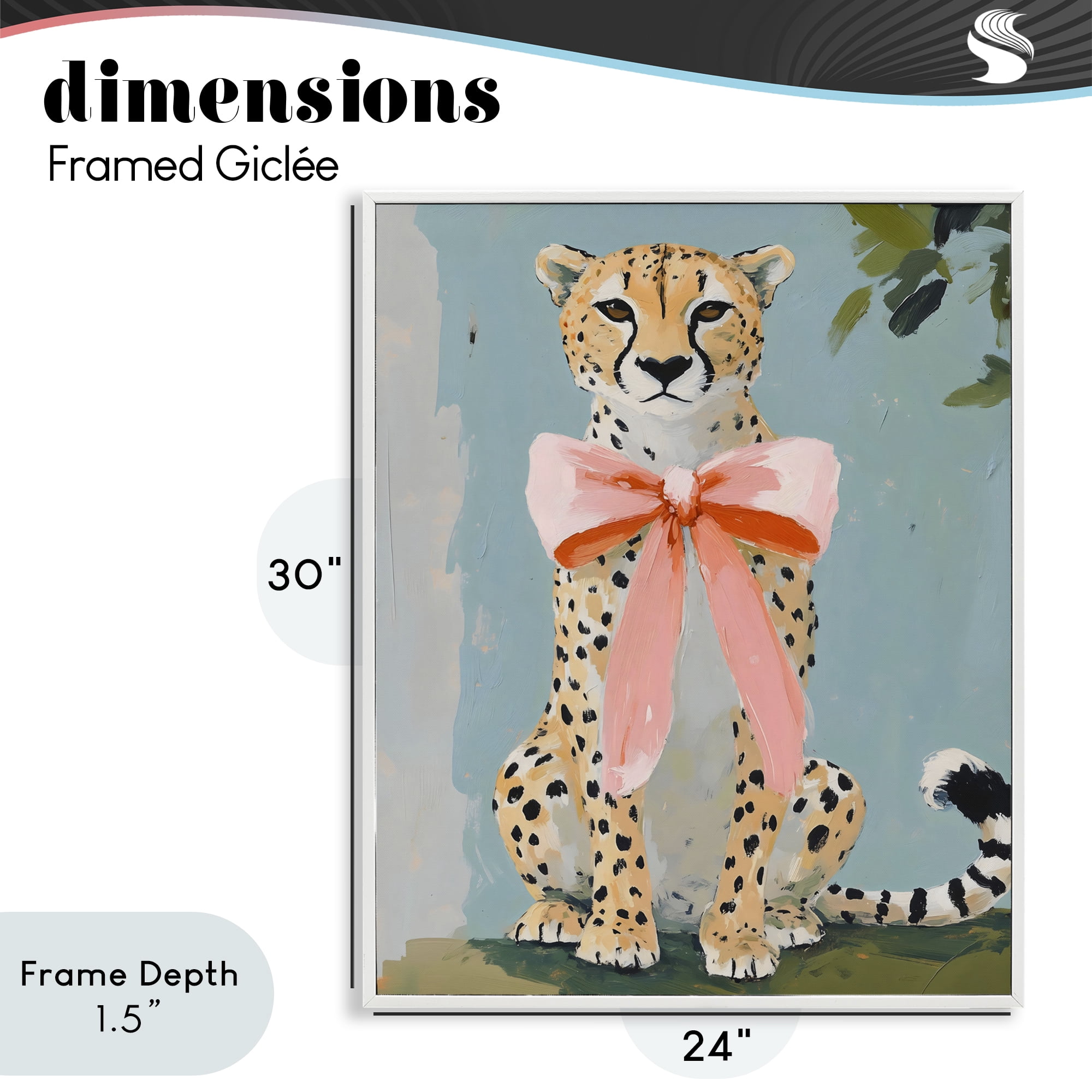 Stupell Industries Cheetah with Big Pink Bow White Framed Giclee Art, design by The Prints Vibe