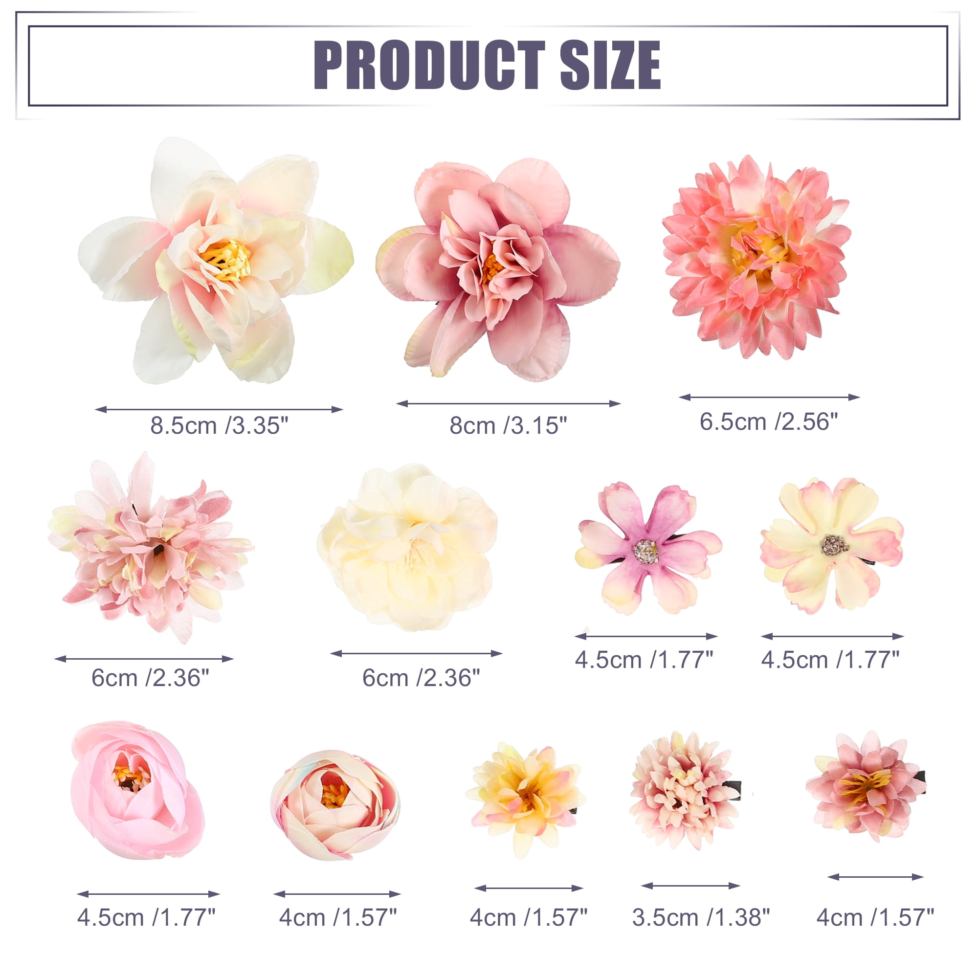 Unique Bargains 21Pcs Flower Hair Clips Flower Hair Barrettes Fake Flowers