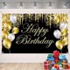 thumbnail image 1 of Happy Birthday Backdrop Banner,Black Gold Birthday Banner Decoration Background,Happy Birthday Sign Poster Photo Booth Banner for Indoor Outdoor Perso, 1 of 4