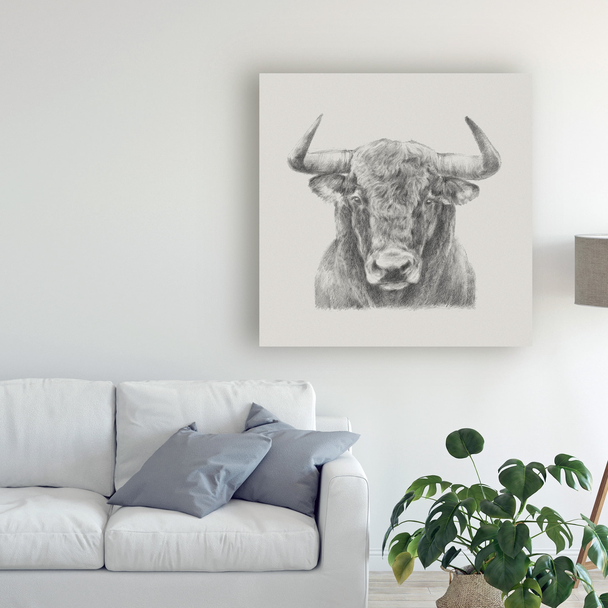 Black And White Bull' Canvas Art by Ethan Harper