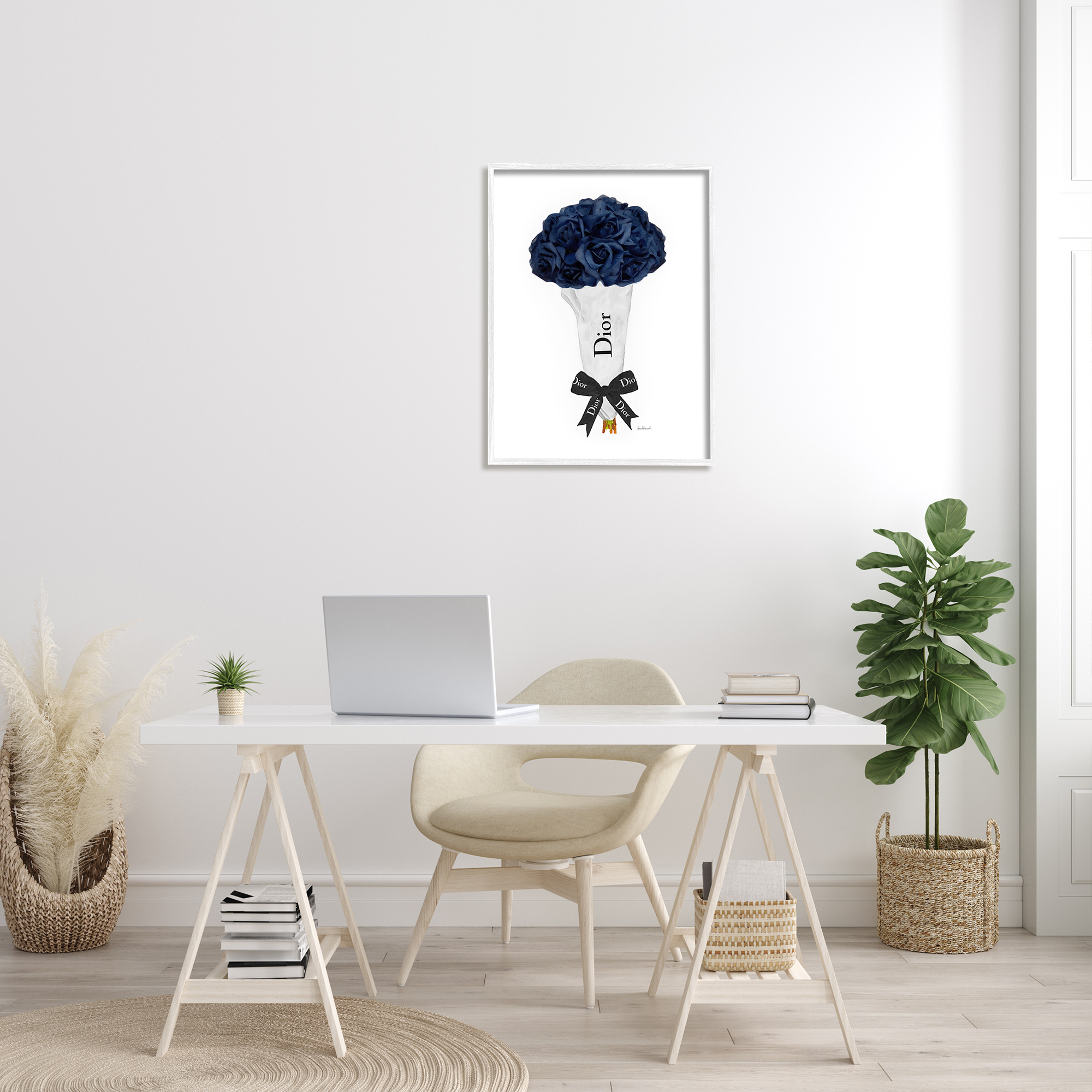 Stupell Industries Blue Rose Floral Bouquet Fashion Glam Bow, 24 x 30, Design by Amanda Greenwood