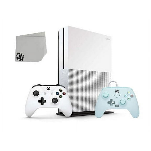 Pre-Owned Microsoft 234-00051 Xbox One S White 1TB Gaming Console with Cotton Candy Blue Controller Included BOLT AXTION Bundle ( )
