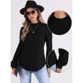 thumbnail image 2 of DARING DIVA Women's Puff Long Sleeve Casual Work Blouses XS Black, 2 of 6