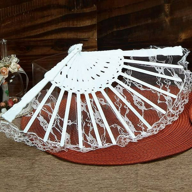 White lace 2024 wedding fans