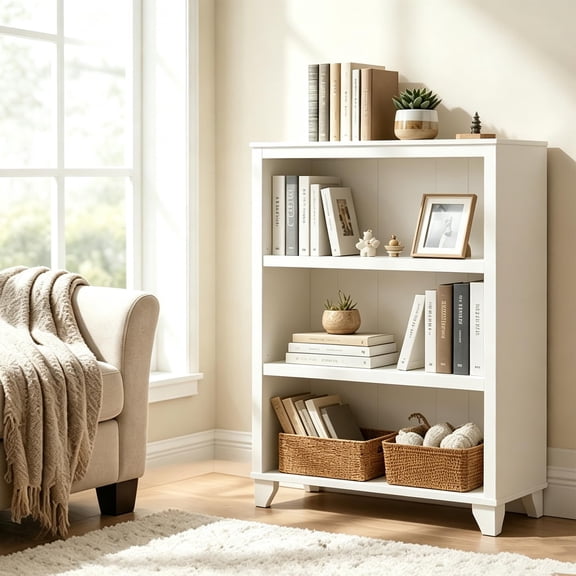 3-Tier White Bookshelf, Modern Open Bookcase with Storage Shelves, Freestanding Display Shelf for Living Room, Bedroom, Home Office and Study 27.56" x 11.83" x 40.16"