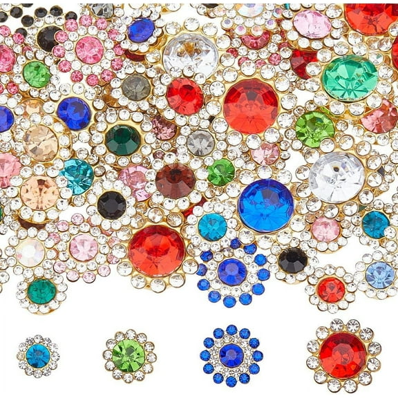 250Pcs Sew on Rhinestones Gems 10/12/14/16mm Flower Claw Rhinestones Crystals Glass Metal Base Sewing for Crafting Clothes Shoes Belt Sewing Accessories Multi-color