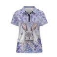 thumbnail image 6 of Whosucclay Butterfly Rabbit Tennis Shirts for Golf Workout, Breathable Polyester Golf Shirt Anti Wrinkle Stand Collar V Neck Golf Shirts for Women Size Large, 6 of 10