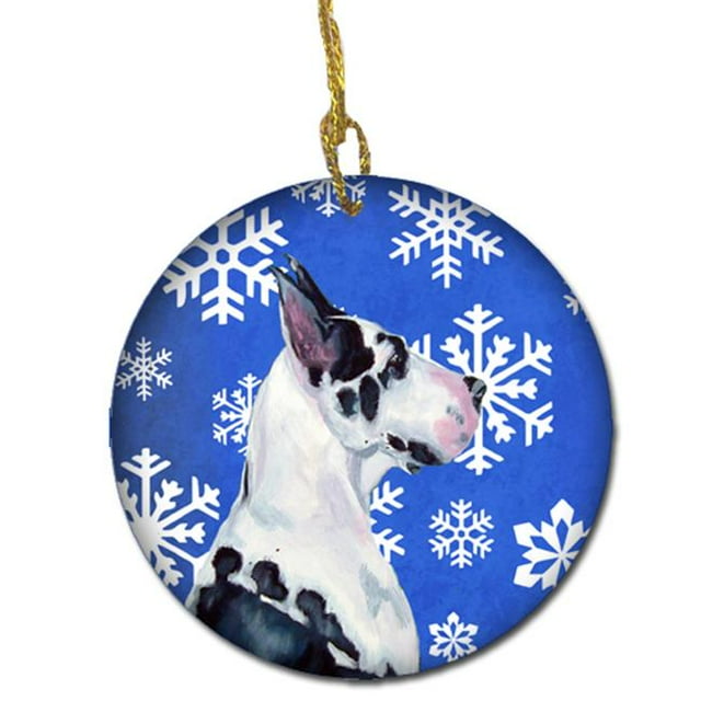 Great Dane Ornement en Céramique Flocon de Neige d'Hiver