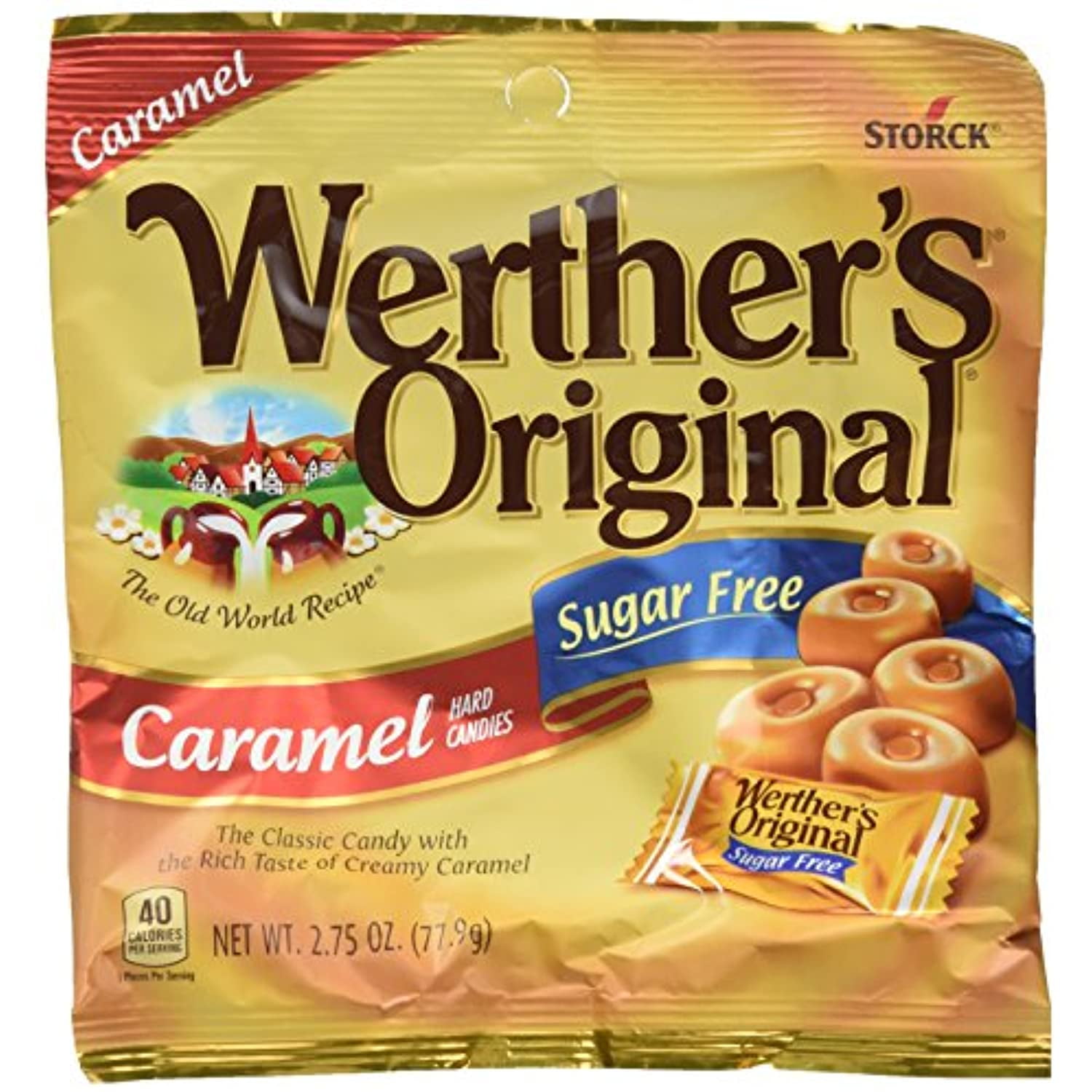 Werthers Caramel Sugar Free Hard Candy, Original, 2.75 Ounce (Pack Of 4)