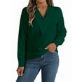 thumbnail image 1 of Blusa Plisada de Larga con Cuello en V para Mujer, Ideal para Oficina Verde XXL, 1 of 8
