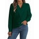 thumbnail image 1 of Blusa Plisada de Larga con Cuello en V para Mujer, Ideal para Oficina Verde XXL, 1 of 8