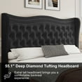 thumbnail image 3 of Miniyam Velvet Full Size Bed with Button-Tufted Wingback Headboard for Adult, Black, 3 of 7