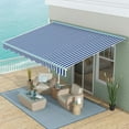 thumbnail image 2 of Yardi Yarda 16.5' x 10' Electric Awning, Retractable Awning for Door and Window, Awning with LED Lights and Remote Controller, Blue and White, 2 of 11