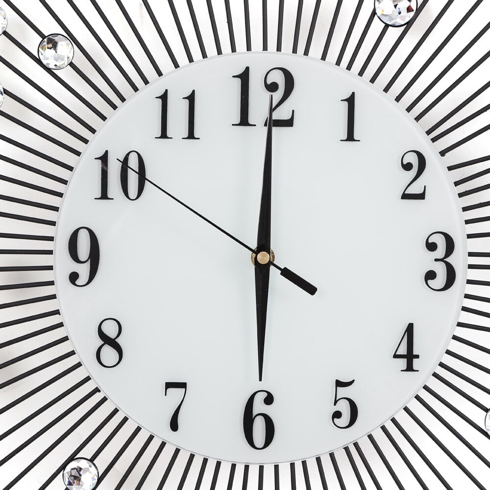 Anqidi 24" Modern Luxury Large Wall Clock, Round Diamond Non-Ticking Silent Decorative Clock for Living Room Office