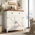 thumbnail image 2 of Coffee Bar Cabinet, Kitchen Storage Cabinet, Modern Farmhouse Buffet Sideboard with Drawer and Adjustable Shelf, Barn Door Accent Cabinets for Kitchen, Dining Room, Entryway, White, 2 of 6