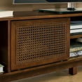 thumbnail image 4 of Noble House 67.9" Mid-Century Modern Rattan TV Stand, Media Console with Sliding Doors & Solid Wood Feet, Walnut, 4 of 8