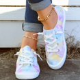 thumbnail image 1 of Zapatillas De Deporte De Lona Con Teñido Anudado En Bloque De Color Para Mujer, Zapatillas De Deporte Informales Antideslizantes Con Cordones, Zapatos Ligeros Y Cómodos Para Caminar, 1 of 4