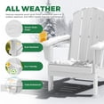 thumbnail image 4 of KINGYES Outdoor Folding HDPE Adirondack Chairs Set of 2 with Dual Cup Holder - Patio & Outdoor Lounge, Deck, Weather - Resistant , White, 4 of 12