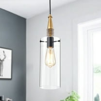 Warehouse of Tiffany Flamur Gold 1-Light Pendant with Clear Glass Shade