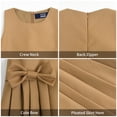 thumbnail image 5 of LittleSpring Toddler Girls School Uniform Jumper Dress Khaki Cotton Round Neck Pleated Hem Bow Back Zipper Sleeveless Jumper Dress 2T, 5 of 6