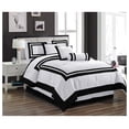 Caprice 7-Piece Hotel Style Comforter Set - White/Black Square Pattern ...