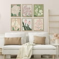 thumbnail image 3 of PixonSign Framed Canvas Print Wall Art Set - Blush Pink Pastel Wildflower Floral Posters - Set of 6 Vintage Retro Antique Mixed Media Country Cultural Art Wall Décor - 8"x10"x6 Natural, 3 of 5