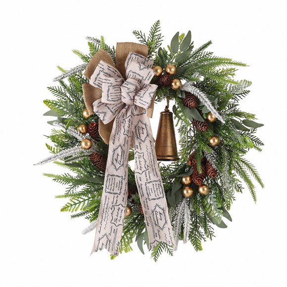 Bwiyojiz Home Decor Christmas Decorations Decoration Simulation Bow Bells Wall Hanging Wreath Door, Gifts for Friend, Multicolor