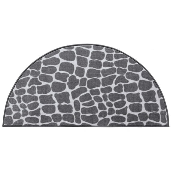 Furnish My Place Animal Print Rug - 30" x 60" Half Round, Crocodile Light Grey, Nylon Rug for Patio, Garden, Hallway, Living Room