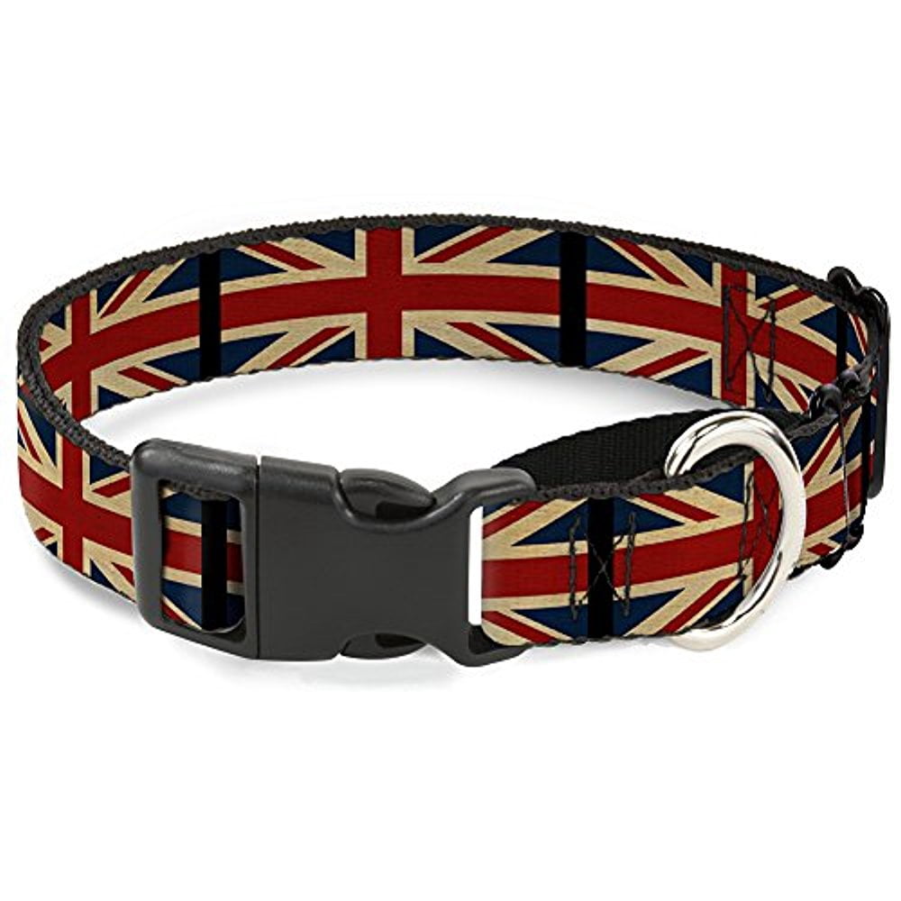 buckle-down united kingdom flags vintage black martingale dog collar