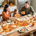 thumbnail image 6 of Orange Pumpkins Maple Leaves Fall Table Runner,Seasonal Autumn Thanksgiving Decorations Table Runner,Farmhouse Harvest Style Fall Kitchen Dining Table Decor for Home,Party,Holiday (13"x108"), 6 of 8
