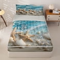 thumbnail image 3 of Homewish Teens Ocean Beach Crystal Pearl Zipper Twin Comforter Sets with Fitted Sheet and 2 Pillowcases,Sea Starfish Shell Zipper Bedding Set for Boys Girls,4-Piece,Grey Reversible, 3 of 6