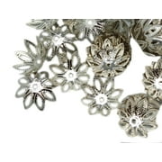 14x5mm Silver Metal Flower Petal Bead Cap (50 Piece)