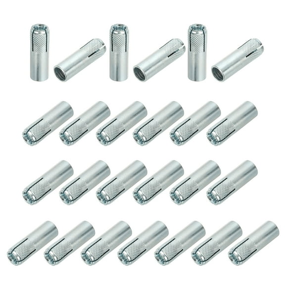Uxcell M10 Drop-in Anchors, 25Pcs Zinc Plated Carbon Steel Solid Concrete Anchors Expansion Screw Bolts for Solid Concrete, Silver