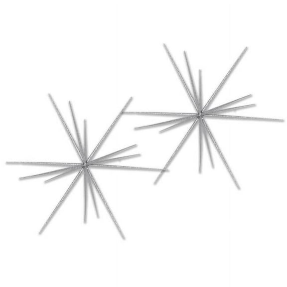 Queens of Christmas STBST-23-SLV-2PK 23 in. Glittered Starburst Ornament, Silver - Pack of 2