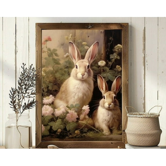 Antique Rabbit Painting, Dark Bunny Wall Art, Art, Dark Academiavintage Bunny Print, Moody Rustic Art Wall Art, Modern Wall Decor, 8x12 UNFRAMED