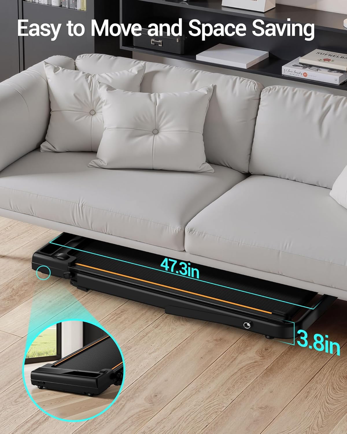 3-in-1 Walking Pad Treadmill with Handles 2.5HP Walking Pad with 12% Incline Quiet Portable Folding Treadmill for Home Office 330LBS Weight Capacity with Remote Control