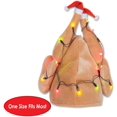 thumbnail image 3 of Paquete de 1 gorro de pavo navideño con luz de felpa, rojo/blanco/tostado, 43 x 30 cm ER, 3 of 5