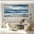 thumbnail image 3 of Original Sea Landscape Oil Painting Large Wall Art Abstract Blue Sky Wall Art Gray Beach Wall Art Modern Living Room Wall Home Decor,Unstretched,Frameless,(51*102cm)20*40Inches, 3 of 5