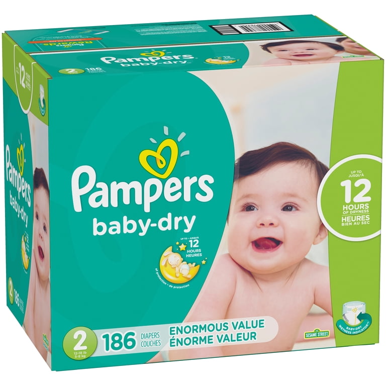 Pampers Baby Dry Diapers Size 2 186 Count - Walmart.com