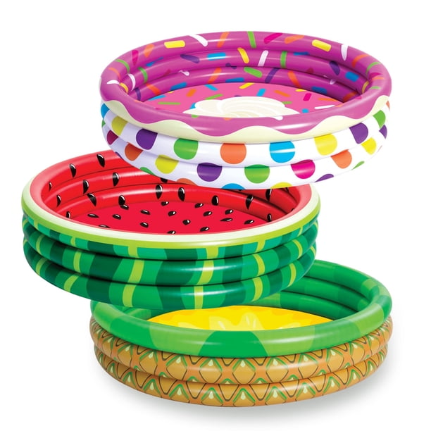 Pileta inflable infantil Sloosh 114 x 25 cm, pack de 3, diseño de frutas