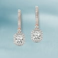 thumbnail image 4 of Diamond Dangle Earring | 3 Carat IGI Certified Radiant Shape Lab Grown Diamond Dangle | 14K in Rose Gold | Lyra Halo Lab Diamond Earrings | Prong Setting | FG-VS1-VS2 Quality | Friendly Diamonds, 4 of 6