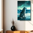 thumbnail image 4 of Siberian Husky Christmas Canvas Wall Art Cute Dog Sitting Winter Night Snow Picture Prints Painting Vintage Artwork for Home Decor Frame, 4 of 6