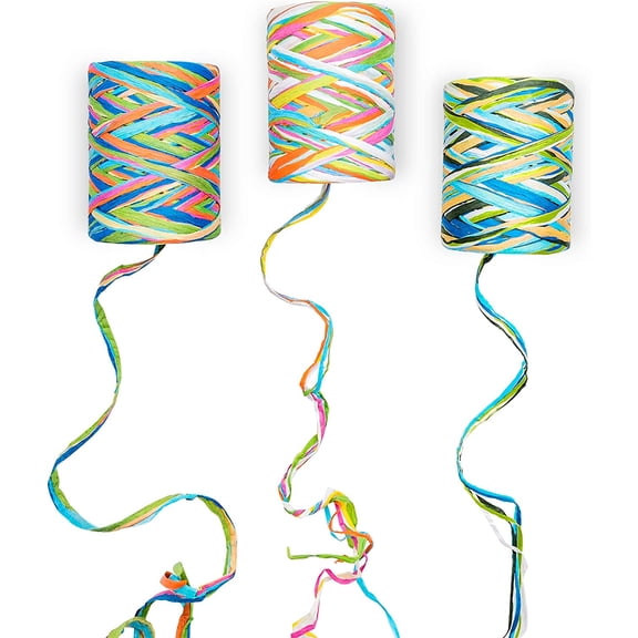 3 Rolls Colored Paper String Raffia Ribbon, 80 M/262 Feet Each, 6 Ply Colored Raffia Paper Strings Packing Twine for Festival Gifts, Gift Wrapping, DIY Decoration and Craft Projects