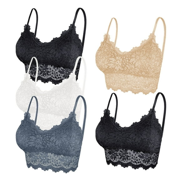 Bras for Women,5Pcs Bralette Lace Padded Bralette Lace Bandeau Bra Tube Bra With Removable Pads,Sports Bras for Women,M,Z01 Beige