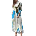 thumbnail image 2 of EGNMCR Robes de Vacances pour Femmes Robe Décontractée à Manches Longues avec Boutons et Imprimé Contrasté, 2 of 6