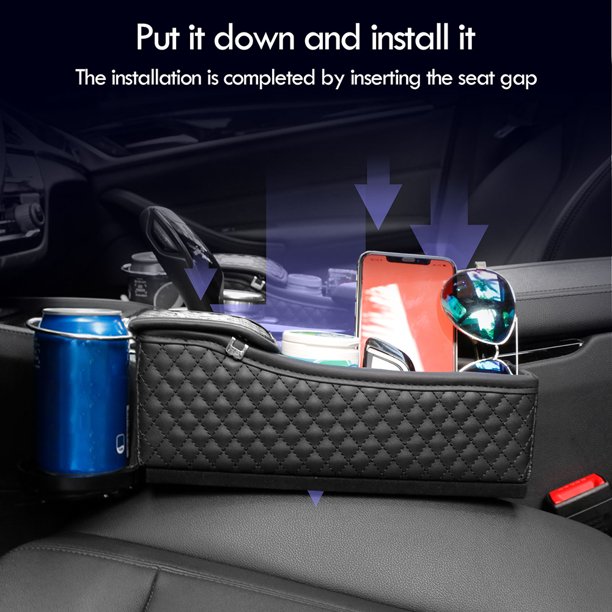 Caja de almacenamiento para grietas en el asiento del automóvil Estuche para vasos con espacio para vehículos automáticos (conductor principal negro) Ehuebsd Accesorios para autos y motos