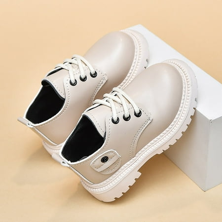 Solid Color Boys Girls Shoes Hook and Loop Kids School Formal Casual for Toddler Little Kid Leather Shoes Color White Size 4.5-5Years